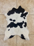 Black White Calf Hide Rug Leather Area Rug 2-3 FT