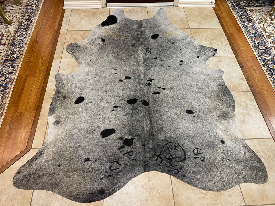 Brazilian Cowhide Fur Rug - Grey Natural Exotic Salt Pepper Spots - XL/JUMBO