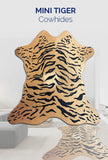 Tiger On Beige Animal Printed Design Calf Hide Rug
