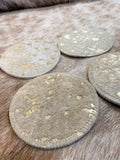 Cowhide Leather Acid Wash Gold Coasters