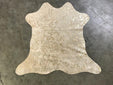 Gold Metallic Acid Wash Printed Design Calf Hide Rug