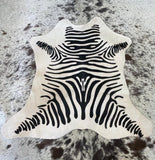 Zebra On White Animal Printed Design Calf Hide Rug