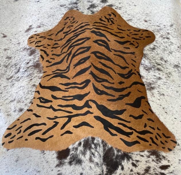 Bengal Tiger Animal Printed Design Calf Hide Rug