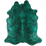 100% Real  Brazilian Cowhide Fur Rug - Acid Wash Green Cowhide Rug - Real Cowhide- XL/JUMBO