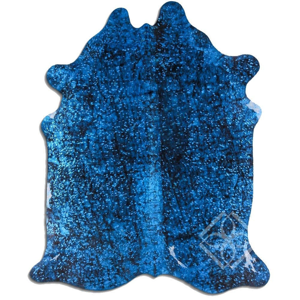 100% Real  Brazilian Cowhide Fur Rug - Acid Wash Blue Cowhide Rug - Real Cowhide- XL/JUMBO