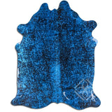 100% Real  Brazilian Cowhide Fur Rug - Acid Wash Blue Cowhide Rug - Real Cowhide- XL/JUMBO
