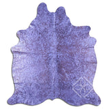 100% Real  Brazilian Cowhide Fur Rug - Acid Wash Purple  Cowhide Rug - Real Cowhide- XL/JUMBO