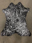 Silver On Black Metallic Acid Wash Printed Design Calf Hide Rug