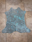 Turquoise Metallic Acid Wash Printed Design Calf Hide Rug