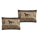 Rustic Southern Running Wild Horses & Horseshoe Star Comforter Set - 7 Piece Set