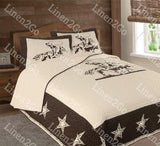 Texas Rustic Rodeo Cowboy Star Western Quilt Bedspread Comforter Shams 3Pc  Set