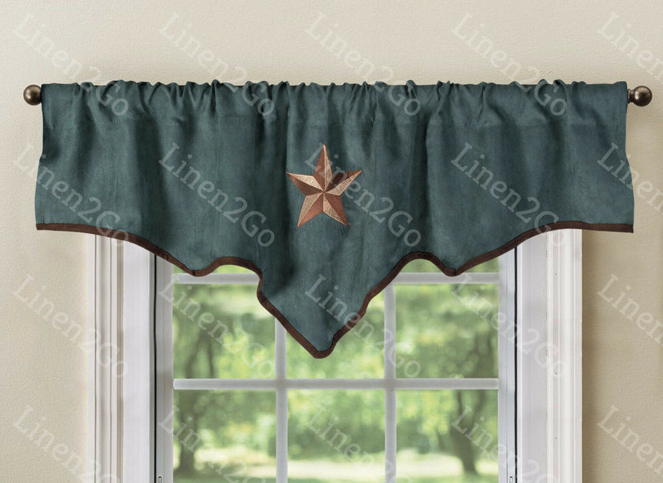 Western Embroidery Star Suede Valance