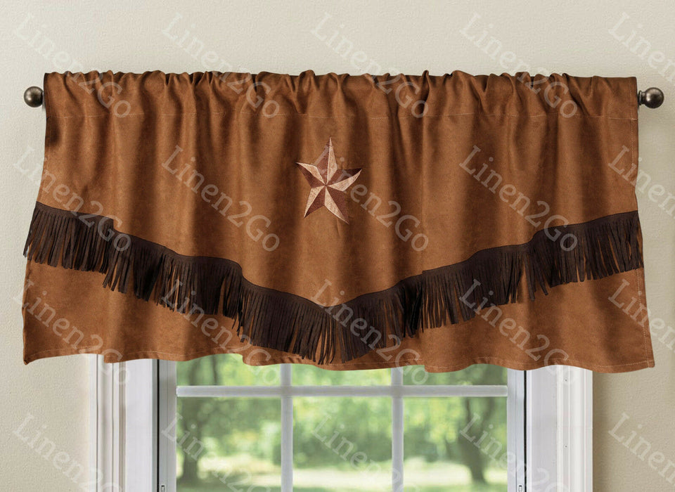 Western Star Embroidery Suede Valance