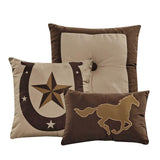 Rustic Southern Running Wild Horses & Horseshoe Star Comforter Set - 7 Piece Set