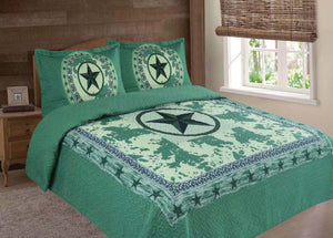 3 PIECE Texas Rustic Western Star Cowboy Design Quilt Barbed Wire BedSpread -NEW