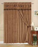Texas Western Embroidery Star Suede Curtain With Lining Set - 60"x84"+18" x 2