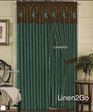 Texas Western Embroidery Star Suede Curtain Brown On TURQUOISE