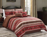 Luxury South Western Rodeo Horse Rustic Star Burgundy Comforter Set - 7 Piece