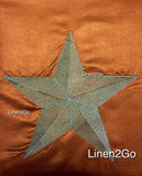 Texas Western Embroidery Star Suede Curtain Brown On TURQUOISE