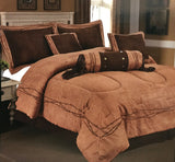 Embroidery Texas Barbed-Wire Cowboy Western Luxury Comforter Suede -7 Piece Set!