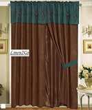 Texas Western Embroidery Star Suede Curtain With Lining Set - 60"x84"+18" x 2
