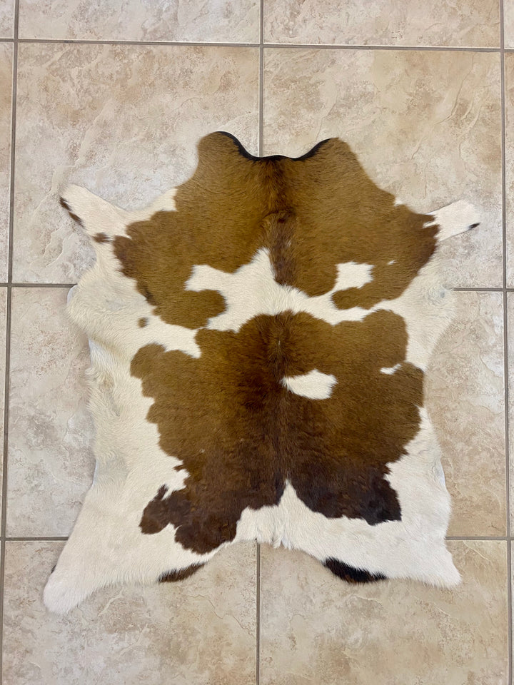 Light Brown White Calf Hide Rug Leather Area Rug 2-3 FT