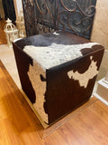 Brazilian Cowhide Square Pouf / Ottoman / Foot Stool - Tri-Color Salt Pepper