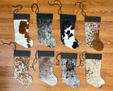 100% SouthWestern Cowhide Christmas Stockings Leather Western Decor Ornaments , Tree decorations , Fireplace Hanger Active