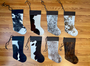 100% SouthWestern Cowhide Christmas Stockings Leather Western Decor Ornaments , Tree decorations , Fireplace Hanger Active