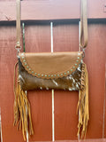 100% Cowhide leather  bag with fringes and studs, over the shoulder bag for women!  Cowhide Bags- Free Shipping!!