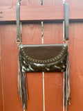 100% Cowhide leather  bag with fringes and studs, over the shoulder bag for women!  Cowhide Bags- Free Shipping!!