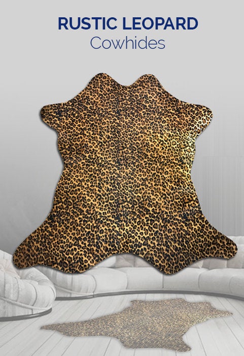 Leopard Animal Printed Design Calf Hide Rug