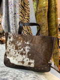 Leather Tote Cowhide Bag With Studs