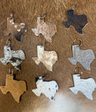 Texas Map Cowhide Keychain