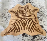 Zebra On Beige Animal Printed Design Calf Hide Rug
