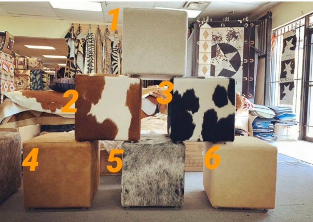 Brazilian Cowhide Square Pouf / Ottoman / Foot Stool ~ Many Colors To Choose!