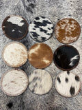 Cowhide Leather Solid Coasters With Lacing