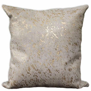 Acid Wash Gold On White Cowhide Pillow / Cushion Cover