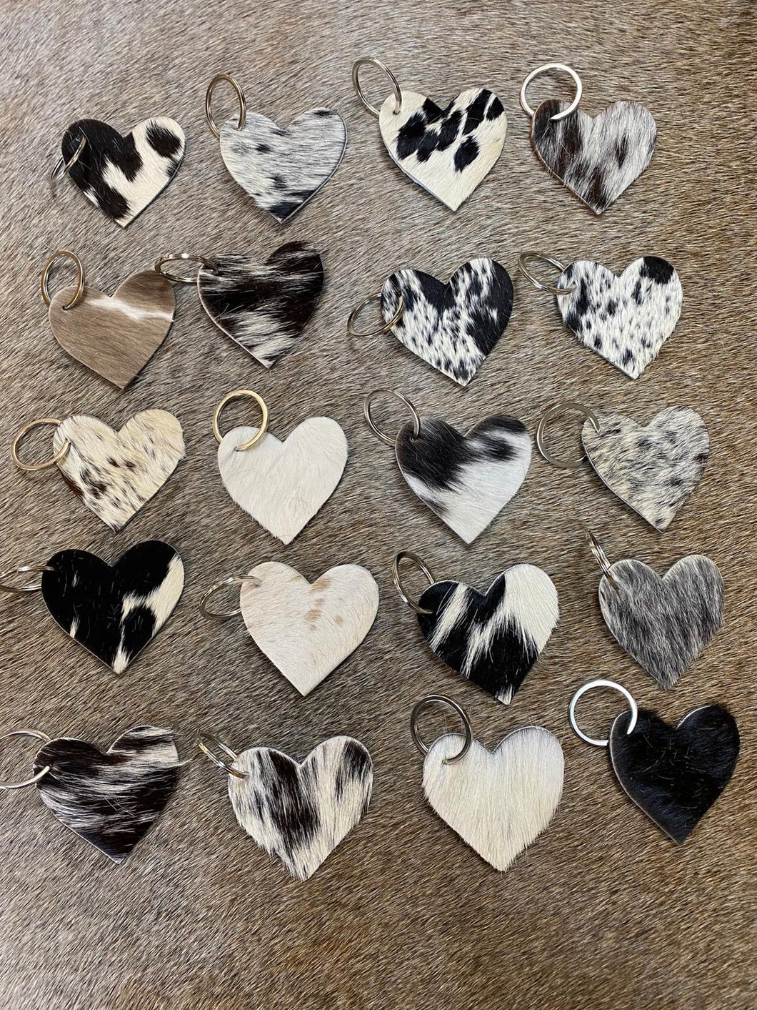 Heart Pendant Cowhide Keychain