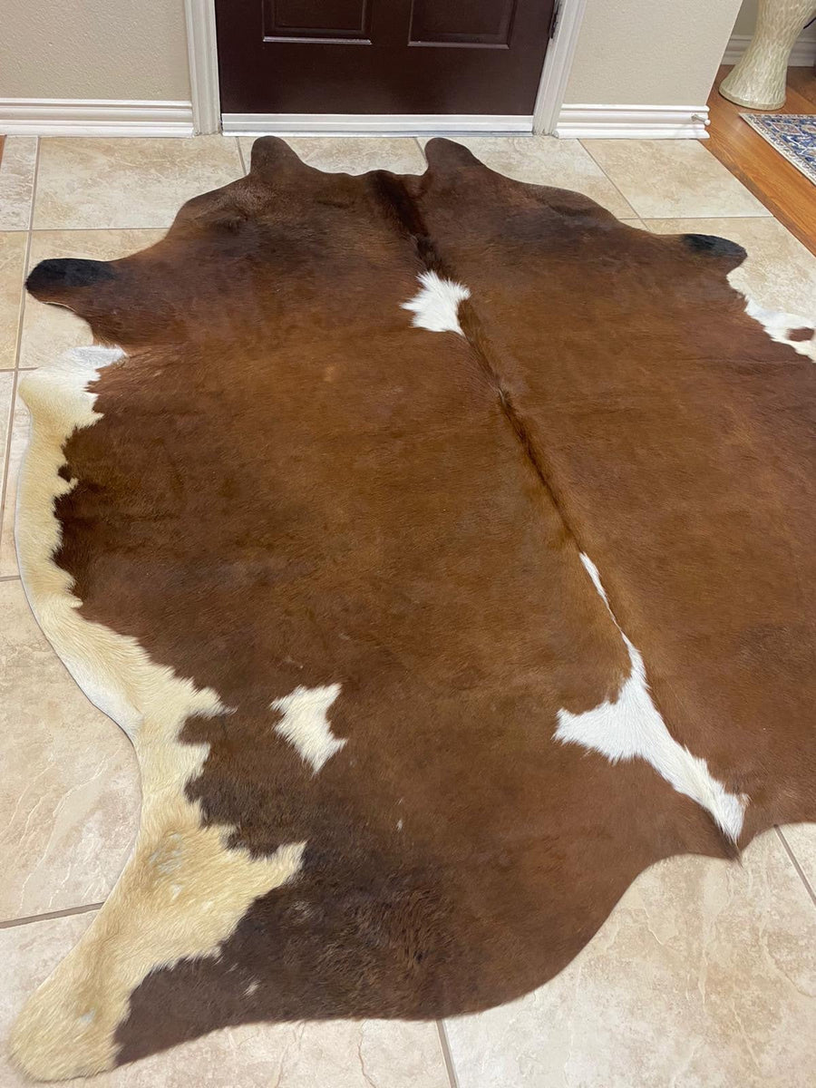 Brazilian Cowhide Rug - Brown White - Jumbo XL – Western Leather Shop
