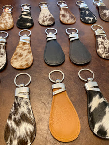 100% Brazilian Cowhide keychain with leather backing- Key Fob