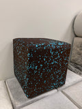Brazilian Cowhide Square Pouf / Ottoman / Foot Stool - Dyed Turquoise